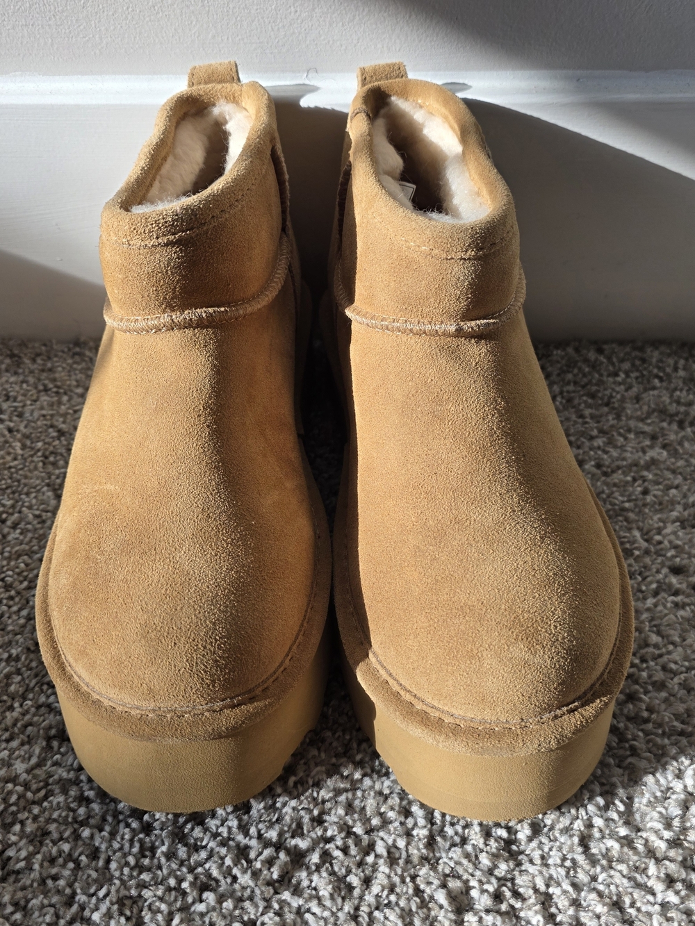 NWT Bearpaw Retro Shorty Platform Suede Boots Hickory Brown Women's Size 8